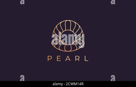 modello con logo pearl shell dal design elegante e lussuoso Illustrazione Vettoriale