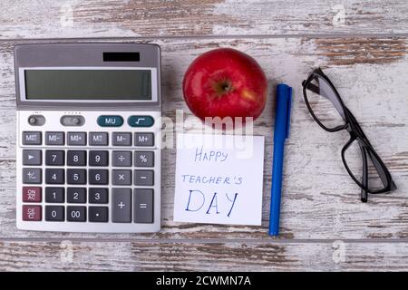 Set di oggetti per felice giorno dell'insegnante. Foto Stock