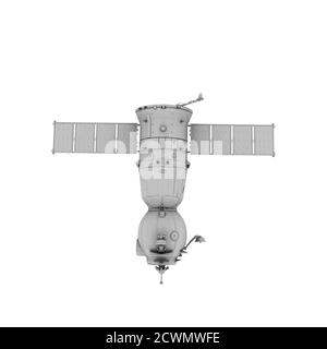 vecchio satellite isolato su un'illustrazione 3d bianca Foto Stock