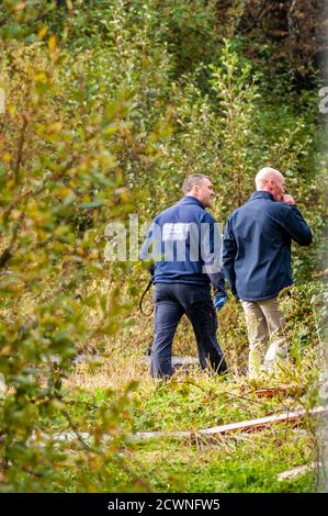 Skibbereen, West Cork, Irlanda. 30 settembre 2020. Nel pomeriggio di ieri Gardai sta indagando su un grande incendio nel vecchio convento di Skibbereen, che ha distrutto una parte dell'edificio. Anche se l'indagine è nelle sue fasi iniziali, le fonti indicano che l'incendio era dovuto a arson. Una scena di investigatore del crimine è attualmente sulla scena del grande Blaze. Credit: AG News/Alamy Live News Foto Stock