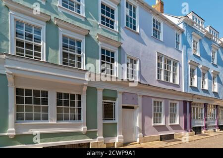 OXFORD CITY ENGLAND LE CASE COLOR PASTELLO DI ORIEL STREET Foto Stock