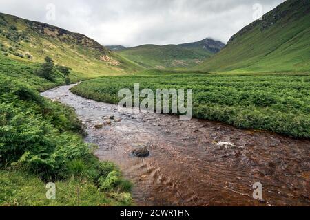 Glen Rosa Water, con Cir Mhor picco davanti, Isola di Arran, Scozia. Foto Stock