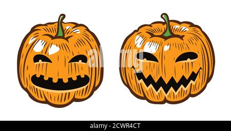 Zucca di Halloween. Illustrazione vettoriale del simbolo Illustrazione Vettoriale