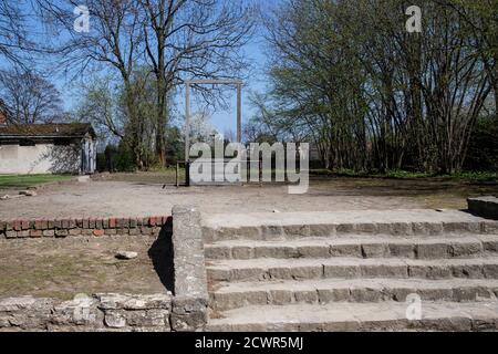 Sito del centro di interrogatorio del campo di Gestapo ad Auschwitz e. Gallows dove Rudolf Hess fu impiccato il 16 aprile 1947 Foto Stock