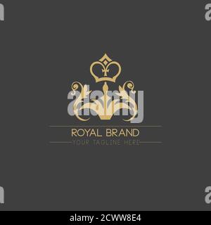 Illustrazione del marchio reale, logo vettoriale, simboli di hotel e società. Illustrazione Vettoriale