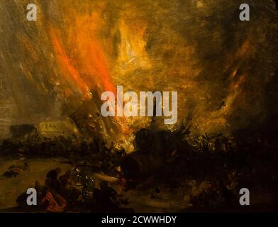 Genaro Pérez de Villamil, explosion de una locomotora,  óleo sobre tela, Museo Nacional de Bellas Artes (MNBA) ,Buenos Aires, republica Argentina, con Stock Photo