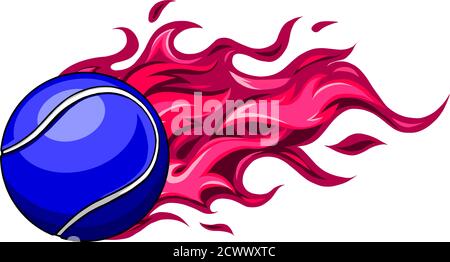 Illustrazione vettoriale di Fire Tennis Ball per la progettazione di modelli Illustrazione Vettoriale