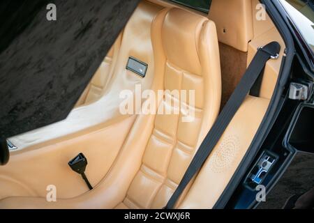 Vista interna di un 1985 Lamborghini Countach 5000QV. Foto Stock