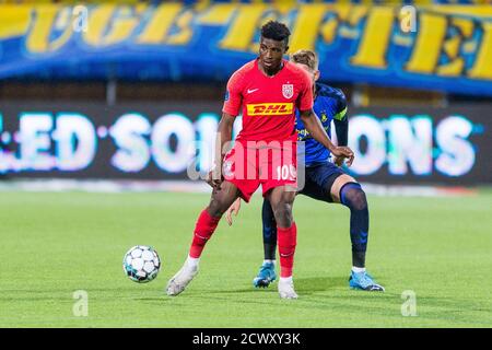 Farum, Danimarca, 8 marzo 2020. Mohammed Kudus (10) del FC Nordsjaelland visto durante il 3F Superliga match tra FC Nordsjaelland e Broendby SE a destra a Dream Park a Farum. (Photo credit: Gonzales Photo - Thomas Rasmussen). Foto Stock