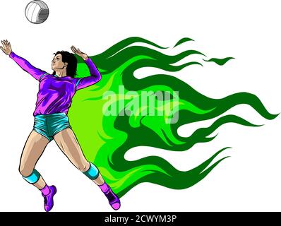 Pallavolo Sport ragazza e palla Cartoon Vector Illustrazione Illustrazione Vettoriale