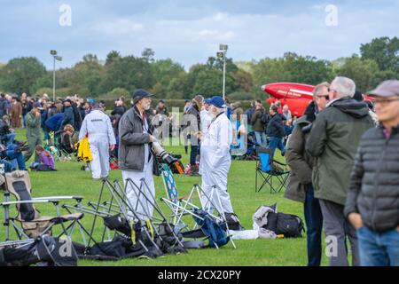 Il vecchio operaio, Bedfordshire, Regno Unito, ottobre 6, 2019. Fotografo di scatto a un air show.Il giorno della corsa di Shuttleworth. Foto Stock