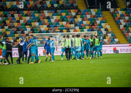 Dacia Arena Stadio Friuli Udine, udine, Italia, 30 set 2020, festeggia dopo aver segnato durante Udinese vs Spezia, Serie a di calcio italiana - Credit: LM/Alessio Marini/Alamy Live News Foto Stock