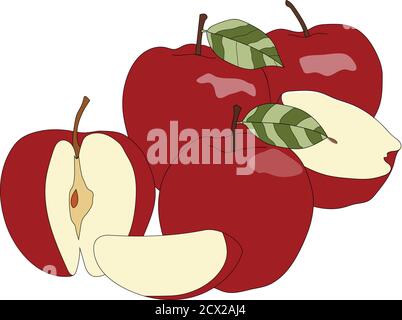 Una serie di appel rossi maturi vettoriali Illustrazione Vettoriale