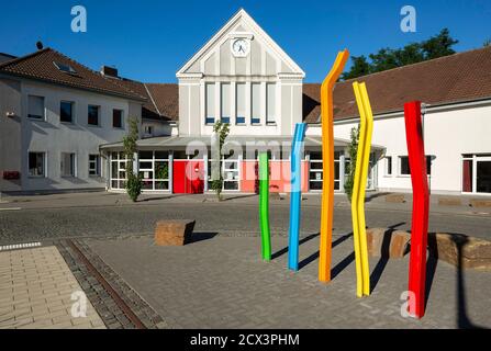 Dorsten, Dorsten-Hervest, Lippe, Ruhrgebiet, Naturpark Hohe Mark Westmuensterland, Muensterland, Westfalen, Nordrhein-Westfalen, NRW, Bahnhof Hervest- Foto Stock