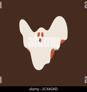 Icona fantasma di Halloween di White Cartoon. Emozioni smiley e malvagie Illustrazione Vettoriale