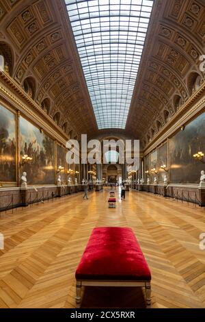 Versailles, Francia - 28 agosto 2019 : la Galleria delle grandi battaglie è la più importante delle Gallerie storiche create da Louis-Philippe nel P. Foto Stock