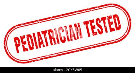 francobollo testato dal pediatra. segno arrotondato su sfondo bianco Illustrazione Vettoriale
