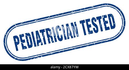 francobollo testato dal pediatra. segno arrotondato su sfondo bianco Illustrazione Vettoriale