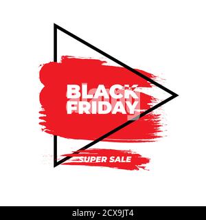 Banner di vendita del black friday . Effetto grunge rosso con triangolo . Poster del Black Friday. Illustrazione Vettoriale