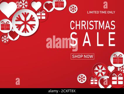 Vacanze di Natale in vendita su sfondo piatto. Solo per un periodo di tempo limitato. Modello per un banner, shopping, sconto. Illustrazione di vettore per il tuo design Illustrazione Vettoriale