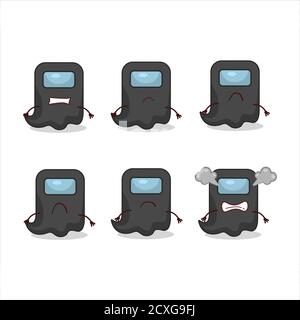 Ghost Among US cartoon nero con varie espressioni arrabbiate Illustrazione Vettoriale
