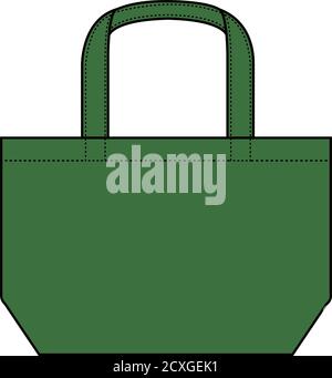 Borsa piccola (ecobag , shopping bag) modello vettore illustrazione / verde Illustrazione Vettoriale