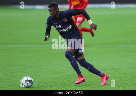 Farum, Danimarca. 05 luglio 2020. Sory Kaba (9) del FC Midtjylland visto durante la partita 3F Superliga tra FC Nordsjaelland e FC Midtjylland a destra a Dream Park a Farum. (Foto: Gonzales Photo - Rune Mathiesen). Foto Stock