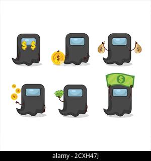 Ghost Among US cartoon nero con simpatico emoticon portare denaro Illustrazione Vettoriale