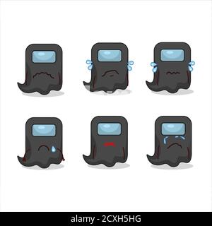 Ghost Among US nero personaggio cartoon con triste espressione Illustrazione Vettoriale