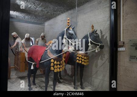 Mostra di carri all'interno dello Yad la-Shiryon (Il sito commemorativo del corpo corazzato e il museo di Latrun) Museo e memoria dei corpi corazzati di Israele Foto Stock