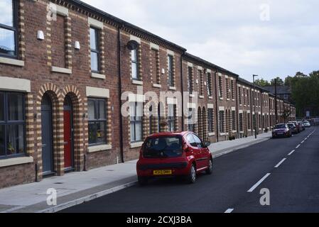 Redevelopemnt della zona residenziale di Welsh Streets, Liverpool settembre 2020. Le strade gallesi hanno vinto il premio residenziale al RICS Awards Grand Foto Stock