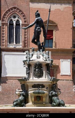 Fontana del Nettuno, Piazza Nettuno, Bologna, Emilia-Romagna, Italia, Europa Foto Stock