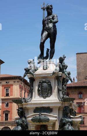 Fontana del Nettuno, Piazza Nettuno, Bologna, Emilia-Romagna, Italia, Europa Foto Stock
