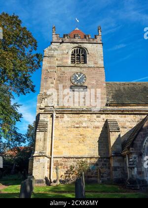 Medievale principalmente C14 Chiesa dell'Ascensione a grado II* Edificio elencato a Whixley vicino a Knaresborough North Yorkshire England Foto Stock