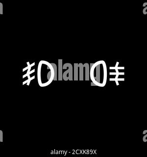 Vettore di icone luci auto isolato su sfondo nero, simbolo di linea o elemento lineare in stile contorno Illustrazione Vettoriale