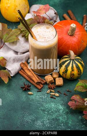 Latte di zucca, bevanda calda autunnale Foto Stock