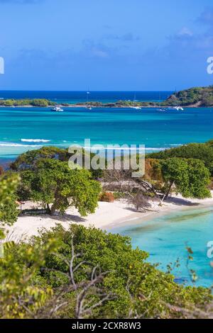 Saint Vincent e Grenadine, Union Island, Campbell Beach e Frigate Island Foto Stock