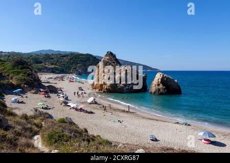 Spiagge della Grecia, spiaggia di Potistika, distretto di Volos, Pelion Foto Stock