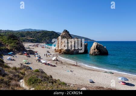 Spiagge della Grecia, spiaggia di Potistika, distretto di Volos, Pelion Foto Stock