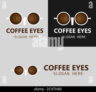 Illustrazione disegno vettoriale del logo Coffee Eyes Illustrazione Vettoriale