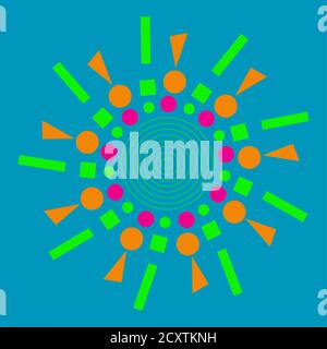 Un'immagine di sfondo a raffica con forma geometrica colorata al neon astratta. Foto Stock