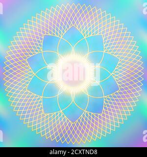 Un'immagine di sfondo astratta di forma floreale circolare mandala. Foto Stock