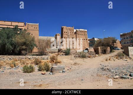 Il villaggio arabo vicino Najran, regione ASiR, Arabia Saudita Foto Stock