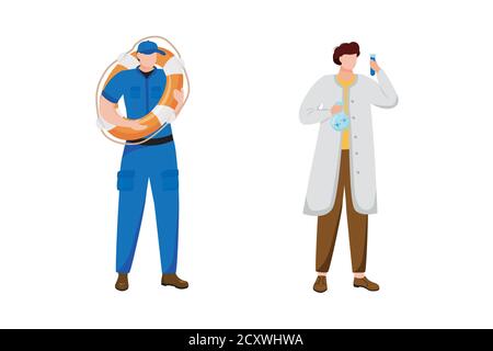Illustrazione vettoriale piatta delle professioni marittime Illustrazione Vettoriale