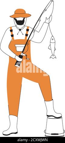 Illustrazione vettoriale piatta Fisherman Illustrazione Vettoriale