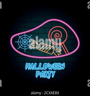halloween partito neon luce di candies disegno vettoriale illustrazione Illustrazione Vettoriale