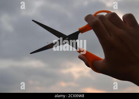 Gesti delle mani diversi. Mani umane con oggetti diversi che li prendono cura e li trasportano. Foto Stock