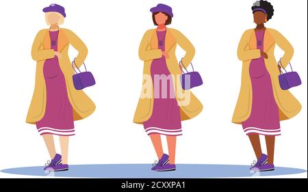Set di illustrazioni vettoriali piatte per donne in gravidanza Illustrazione Vettoriale