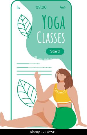 Modello vettoriale interfaccia smartphone classi Yoga Illustrazione Vettoriale