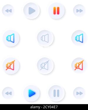 Media UI Elements kit Illustrazione Vettoriale